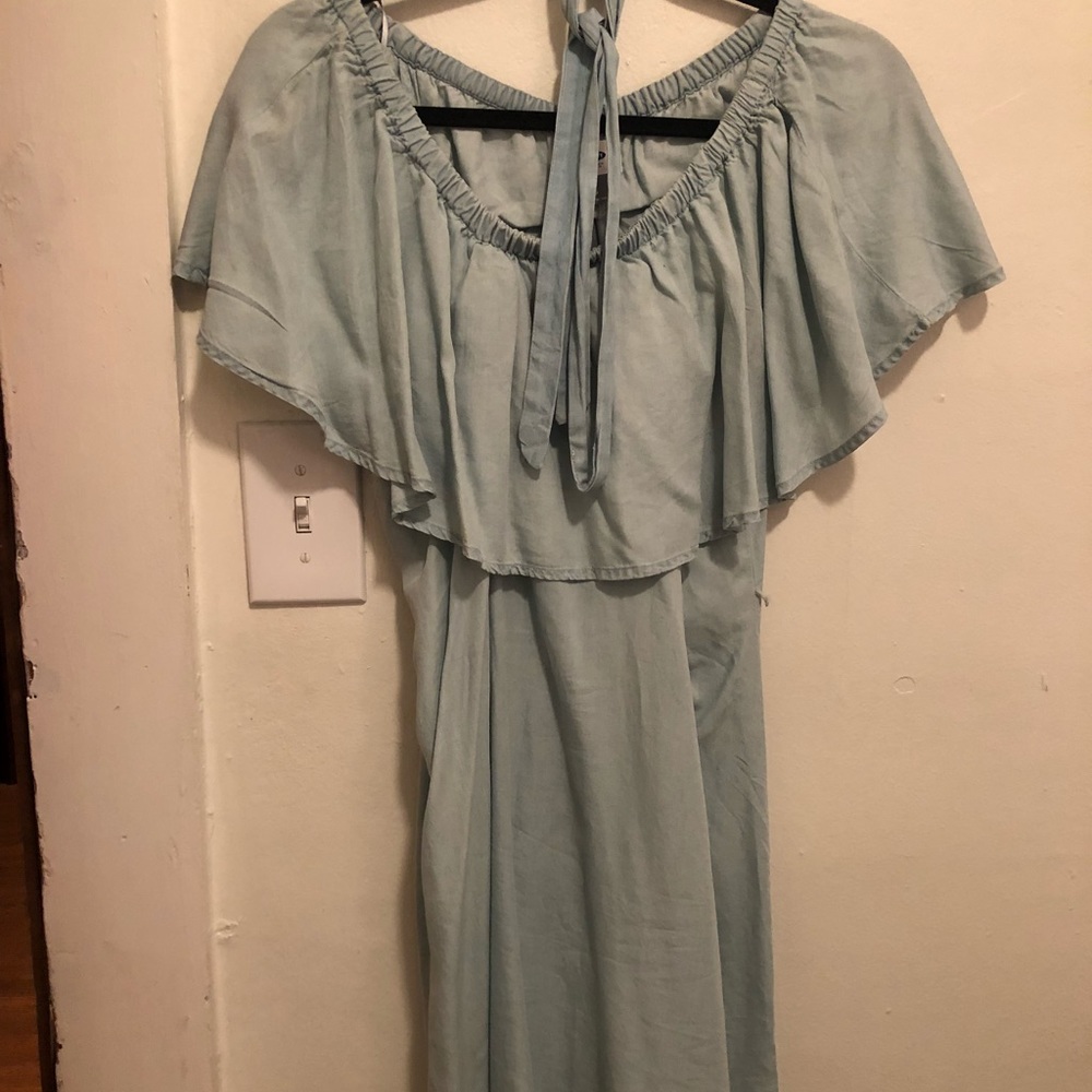 Blue off the shoulder dress